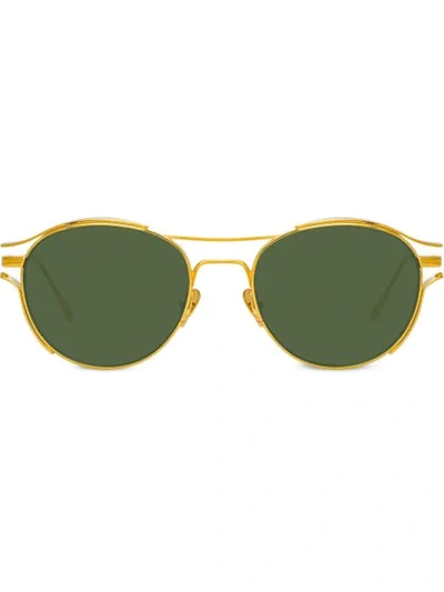 Shop Linda Farrow Violet Round Frame Sunglasses In Gold