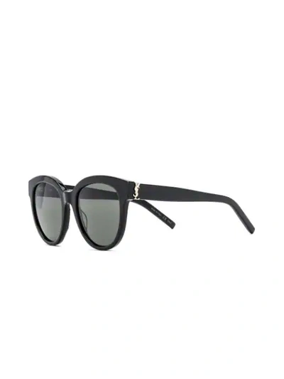 Shop Saint Laurent Round Lenses Sunglasses In Black