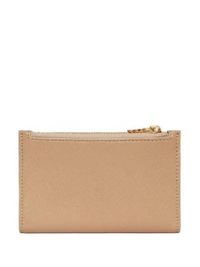Shop Burberry Monogram Motif Grainy Leather Wallet With Detachable Strap In Neutrals
