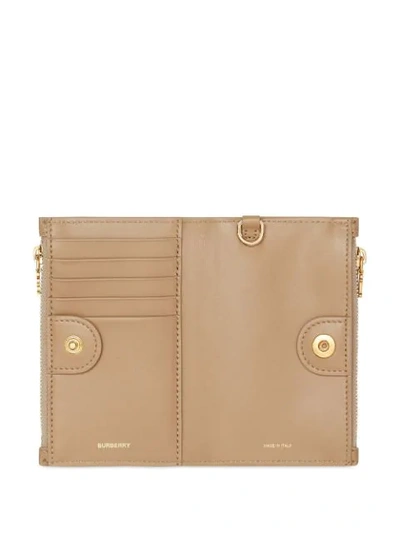 Shop Burberry Monogram Motif Grainy Leather Wallet With Detachable Strap In Neutrals