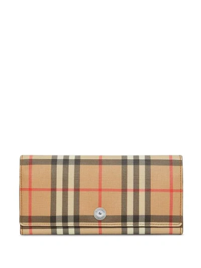 Shop Burberry Vintage Check Continental Wallet In Brown