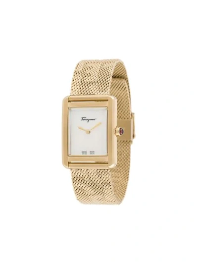 Shop Ferragamo Portrait Lady 24x32mm Watch In Gold