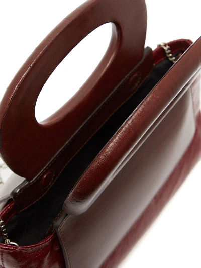 Lemaire Cabas Mini Leather trim Coated canvas Handbag In Burgundy