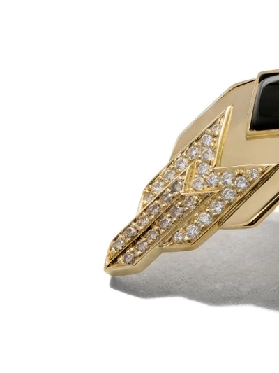 Shop Fairfax & Roberts 18kt Yellow Gold Art Deco Diamond And Onxy Stud Earrings