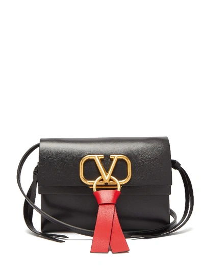 Valentino Garavani V-ring Small Leather Cross-body Bag In Black | ModeSens