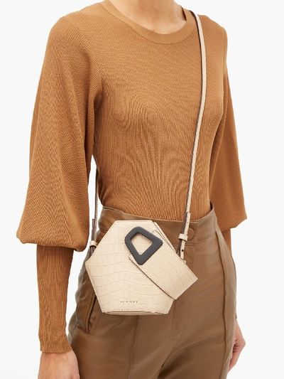 Danse Lente Johnny Mini Crocodile effect Leather Bucket Bag In