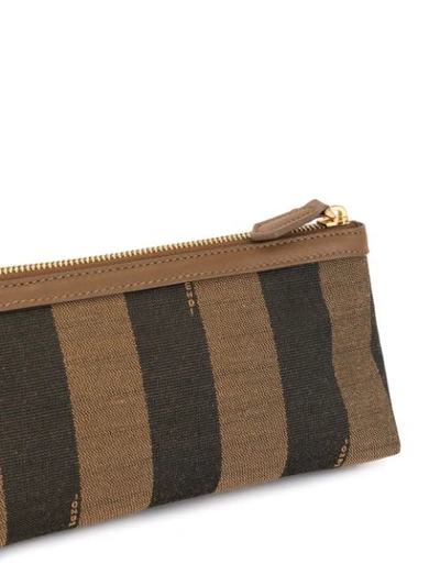 Pre-owned Fendi Pequin Logo Cosmetic Pouch In Brown