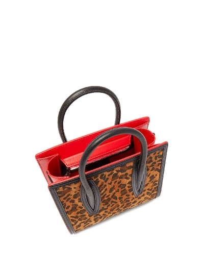 Christian Louboutin Black/Red Leopard Print Patent and Leather Paloma Tote  Christian Louboutin