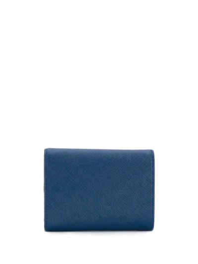 Shop Prada Saffiano Card Holder In Blue