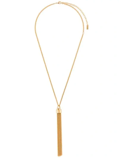 Shop Saint Laurent Chain Tassel Necklace In Gold