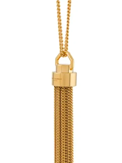 Shop Saint Laurent Chain Tassel Necklace In Gold