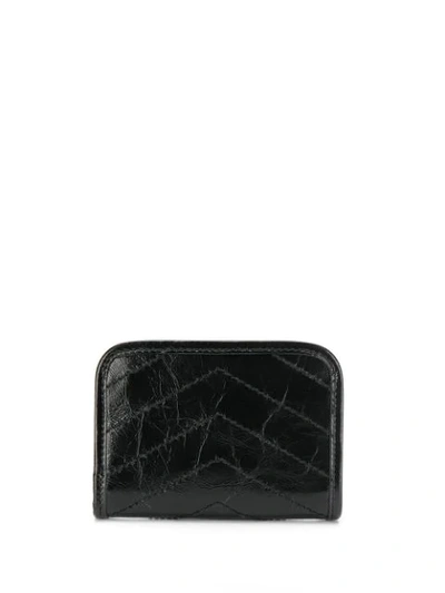 SAINT LAURENT BLACK NIKI CRINKLED LEATHER WALLET - 黑色