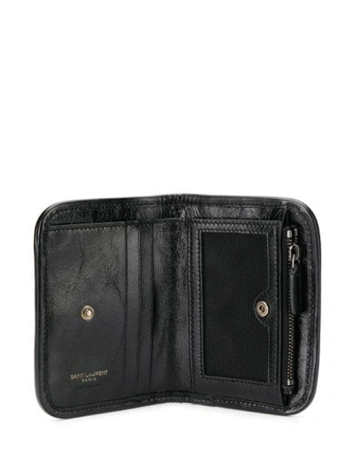 Shop Saint Laurent Black Niki Crinkled Leather Wallet - Schwarz