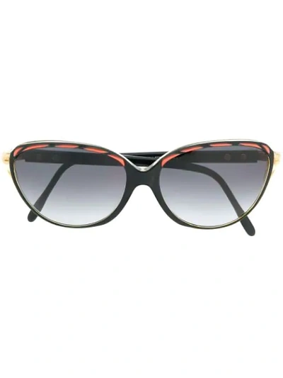 Pre-owned Saint Laurent 1980s Round Sunglasses In Black