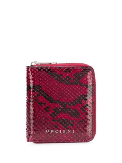 Shop Orciani Python Effect Compact Wallet In Red