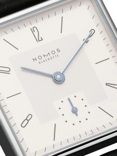 Shop Nomos Tetra 27mm In White, Silver-plated