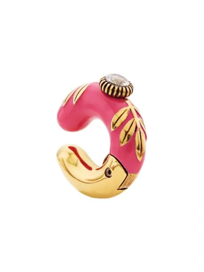 Shop Fendi Enamelled Hoop Ear Cuff In Pink