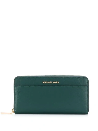 Shop Michael Michael Kors Portemonnaie Mit Rundumreissverschluss In Green