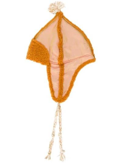 Shop Forte Forte Aviator Tassel Hat In Orange