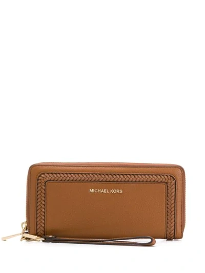 Shop Michael Michael Kors Lexington Woven Detail Wallet In Brown