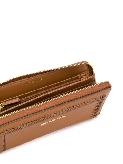 Shop Michael Michael Kors Lexington Woven Detail Wallet In Brown