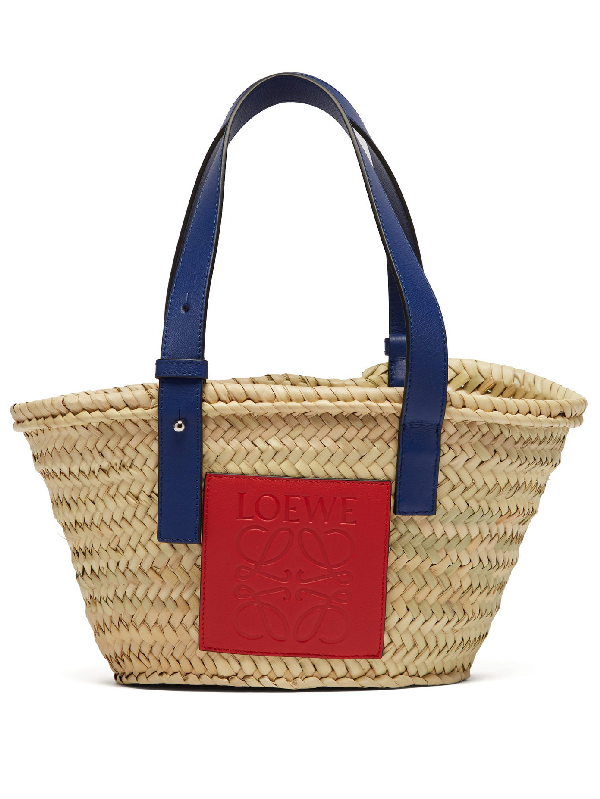 loewe small raffia basket bag