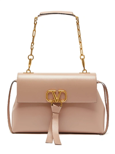 V-ring Medium Leather Shoulder Bag In Light Pink