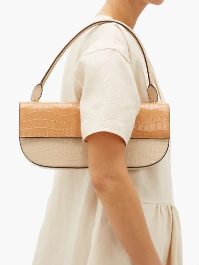Danse Lente Baguette Crocodile-effect Leather Shoulder Bag In Beige Multi |  ModeSens