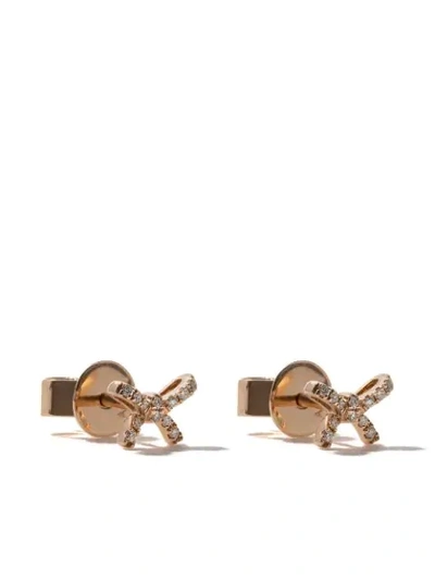 Shop As29 18kt Rose Gold Mini Charm Bow Diamond Stud Earrings