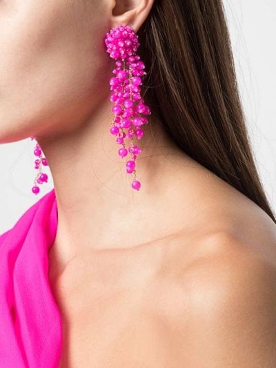 Shop Oscar De La Renta Cluster Bead Earrings In Pink