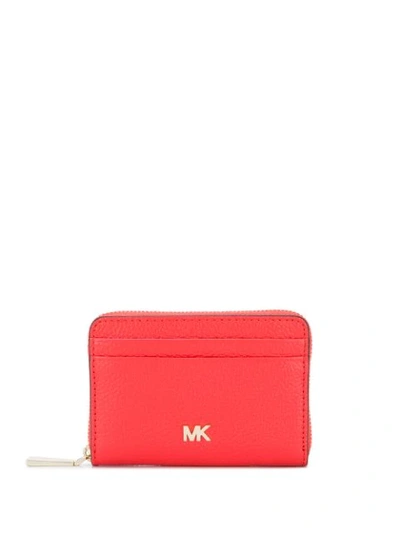 Shop Michael Michael Kors Small Pebbled Leather Wallet - Red