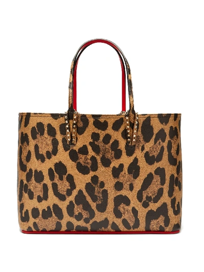 Christian Louboutin Cabata Spiked Leopard-print Textured-leather Tote ...