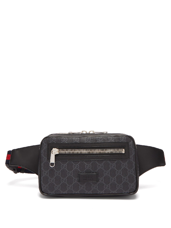 Gucci Leather-trimmed Monogrammed Coated-canvas Belt Bag In Black | ModeSens