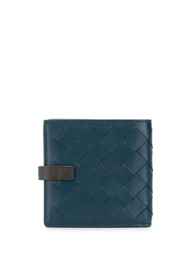 Shop Bottega Veneta Intrecciato Weave Bi-fold Wallet In Blue