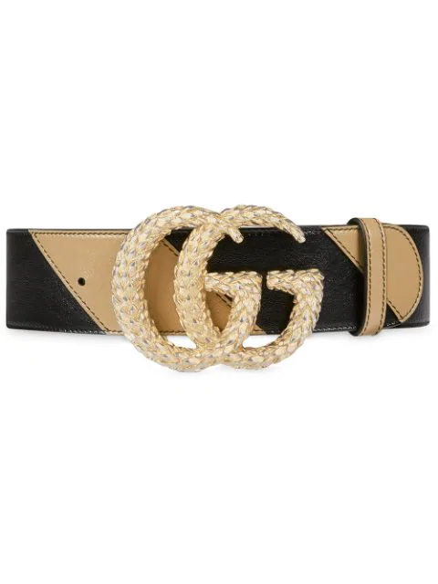 belt with textured double g buckle