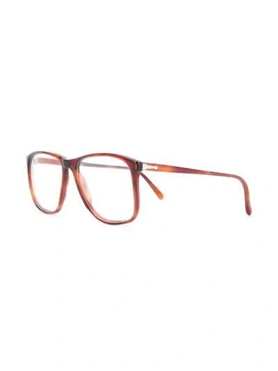 Pre-owned Persol 玳瑁纹方框眼镜 In Brown