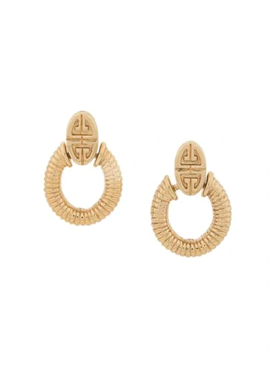 Pre-owned Givenchy 1980's Door-knocker Earrings In Gold