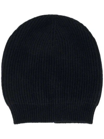 Shop Fabiana Filippi Ribbed Knit Beanie In Black