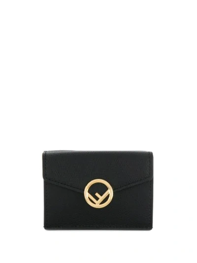 Shop Fendi Compact F Tri-fold Wallet In Black