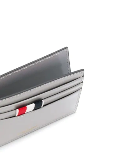 Shop Thom Browne Striped Tab Cardholder In Grey