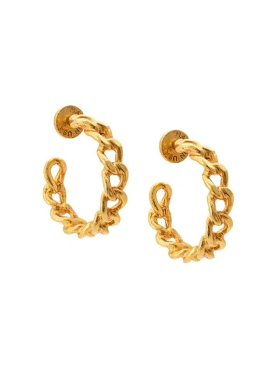 Shop Oscar De La Renta Chain Hoop Earrings In Gold