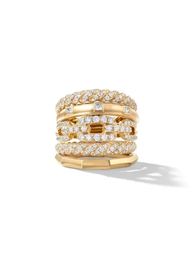 David Yurman 18kt Yellow Gold Stax Diamond Five Row Ring In 88adi