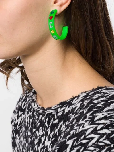 Shop Gcds Logo Hoop Earrings In Green
