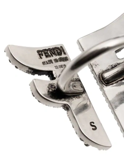 Shop Fendi Flying F Crystal-embellished Logo Ring In Metallic