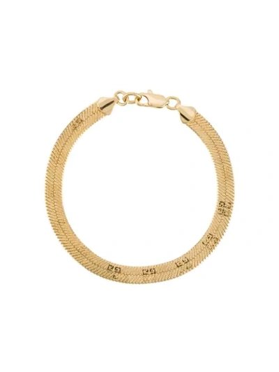 Pre-owned Givenchy Snake Chain Logo Bracelet In Gold
