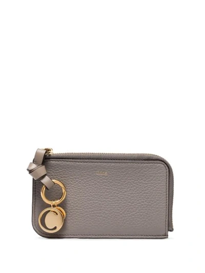 Shop Chloé Alphabet Leather Wallet In Grey