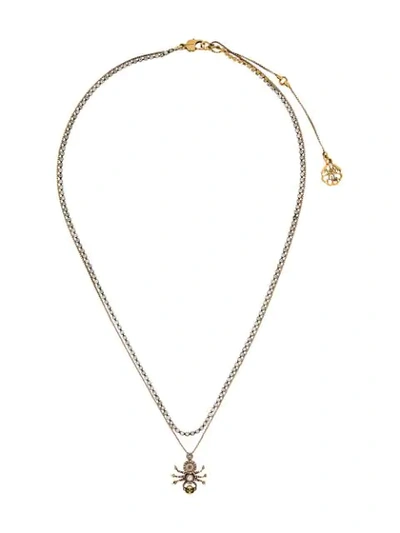 Shop Alexander Mcqueen Spider Pendant Necklace In Gold