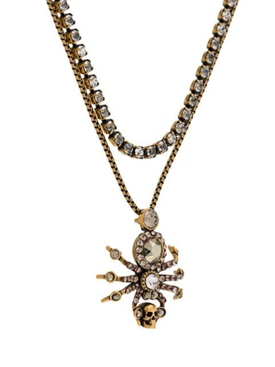 Shop Alexander Mcqueen Spider Pendant Necklace In Gold