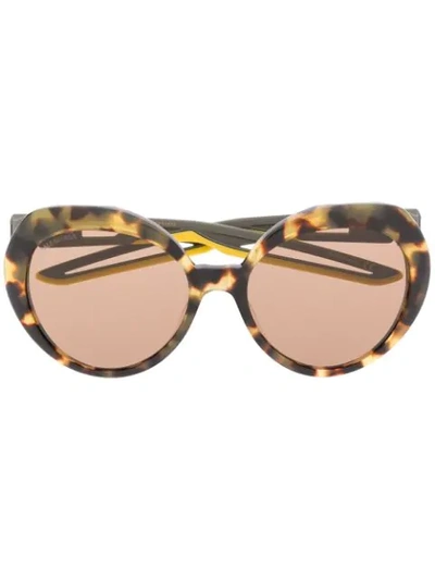 Shop Balenciaga Hybrid Round-frame Sunglasses In Brown