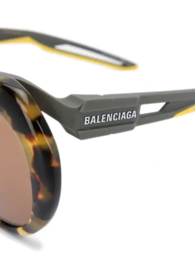 Shop Balenciaga Hybrid Round-frame Sunglasses In Brown